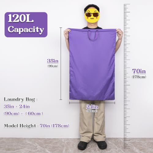 Extra Large Heavy Duty Laundry Bag for Dorm & Family - color: Purple