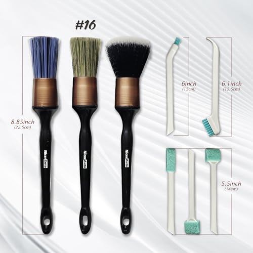 8PCS Car Detailing Brush Set, Mixed Bristles Soft Detail Brushes, Gold - color: Gold 8pcs Detailing Brush Set