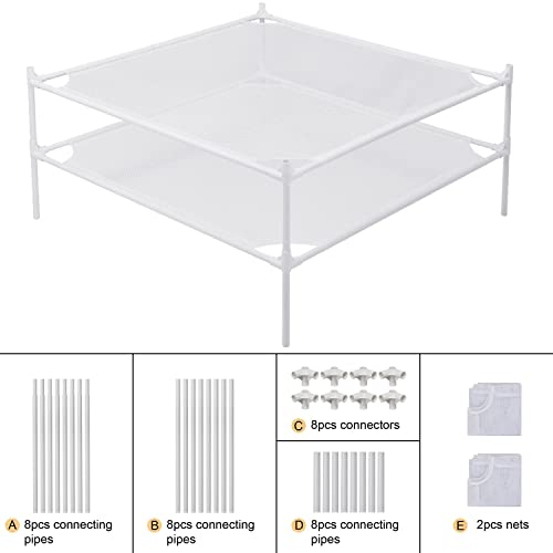 2-Layer Mesh Sweater & Clothes Drying Rack Indoor Outdoor White - size: 2-Layer