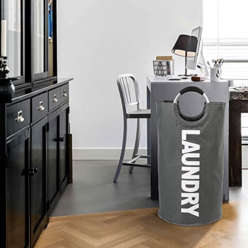 DOKEHOM 90L Large Laundry Basket Bag, Collapsible Tall Hamper, Dark Grey - color: Dark Grey, size: 90L