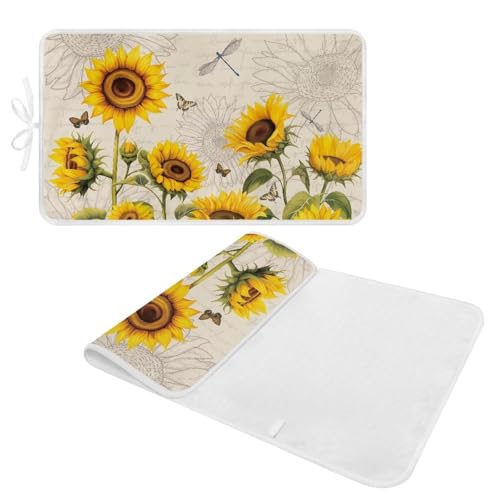Sunflower Ironing Mat Pad for Table Portable Travel Iron Blanket Vintage Ironing Board Covers Tribal Pressing Mat Heat Press Pads 32x16 Inches,Yellow - color: Vintage Sunflower