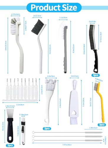 20Pcs Crevice Cleaning Brush Set, Hard Bristle Scrub Brushes for Gaps - color: White