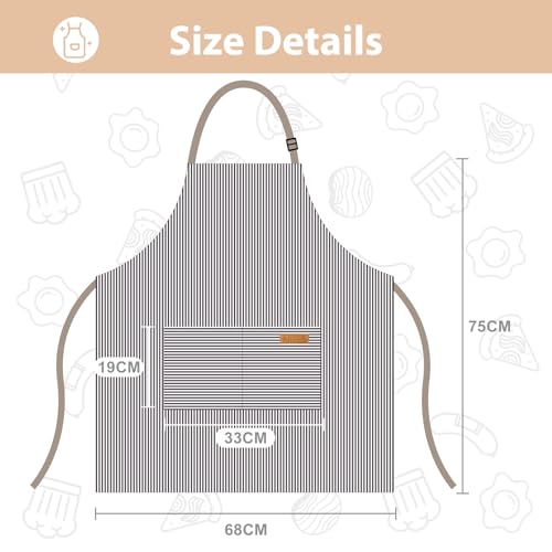 VALOME 2 Pack Kitchen Aprons with Pockets, Cooking Chef Apron for Men Women - color: Black & Brown
