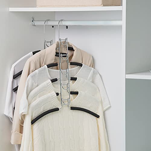 Nature Smile No Shoulder Bump Multiple Sweater Coat Clothes Hangers,Multi Layers Space Saving T Shirt Blouse Rack(4 Pack Black Color) - color: Black Color
