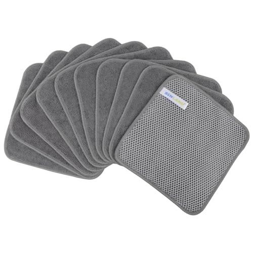 SINLAND Dish Cloth for Washing Dishes Kitchen Washcloth Cleaning Cloth - color: Grey, size: 7.87inchx7.87inch 10pack