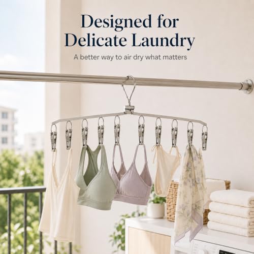 Foldable Clothes Drying Rack with Clips, Windproof Hook, 4 Pack