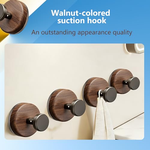 Strong Vacuum Suction Cup Hooks, Reusable Flip the Lock Lever Wall Hooks, Waterproof Removable Silver Hooks for Bathroom Kitchen Home Bedroom Wardrobe,2-Pack,Walnut+Black (BXP-6247-8-2) - style: BXP-6247-8-2