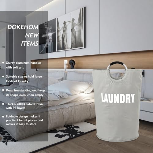 DOKEHOM 160L XX-Large Laundry Basket Bag, Collapsible Tall Hamper, Grey - color: Light Grey, size: 160L