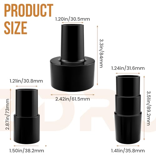 3Pcs Universal Vacuum Hose Adapter Kit, Multi-Size Adapters