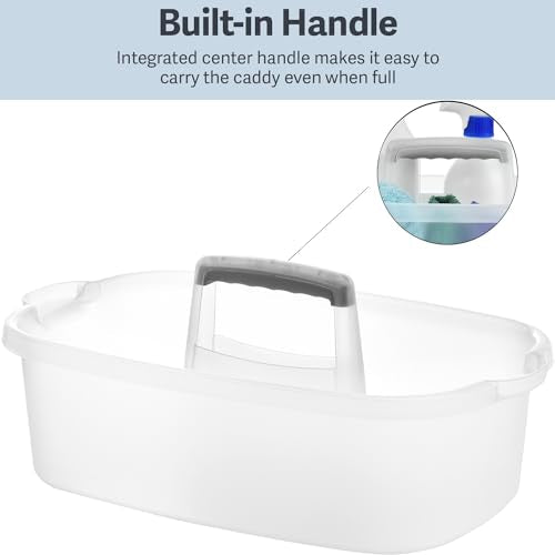 Haundry Large Cleaning Caddy with Handle, Cleaning Tool Storage Basket Organizer, Sturdy Pail Bucket Organizer, Household Bucket for Cleaning Supplies - Clear - color: Clear
