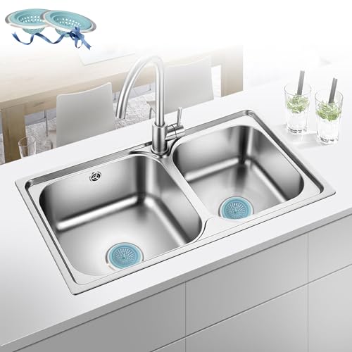 2 PCS Kitchen Stainless Silicone Sink Strainer, 4.5 inch Diameter… (Baby Blue) - color: Baby Blue