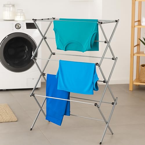 Honey-Can-Do 6-Tier Collapsible Steel Clothes Drying Rack, 24 ft, White - color: White / Siver, size: 29" W