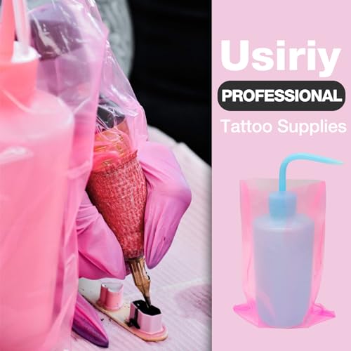 Tattoo Wash Bottle Bags 250pcs - Usiriy Tattoo Bottle Covers Bags Pink - color: Pink Bottle Bags