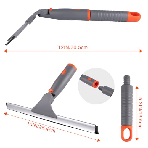 10" Swivel Window Cleaning Squeegee, All-Purpose Anti-Slip Window Squeegee with 2 Blades, Window Cleaner Tool Bathroom Squeegee for Shower Doors, Tile Shower Walls,Mirrors,Car Windshields - color: Orange, size: 10 inch