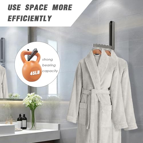 Folding Clothes Drying Rack with 3 Brackets for Over The Door and Wall Mount, All Metal Laundry Dryer Rack with Retractable Rod for Towel, Fit Doors Thickness from 0.59in to 1.96in (Space Grey) - color: Grey/3 Brackets
