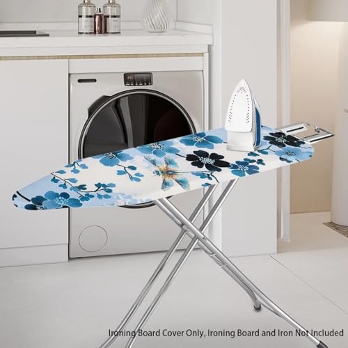 Dragonfly Ironing Board Cover and Pad Standard Size Blue Flower Iron Board Protective Stretchy Cover Ironing Board Covers Built in Ironing Board Sleeve with Elastic Edge Home Decor - color: Blue Flower Dragonfly