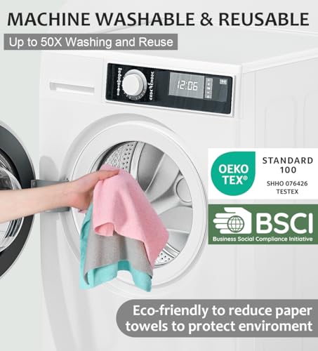 UPSTAR Microfiber Cleaning Cloth, Reusable Paper Towels Rolls, 50 Packs 12x12 inch Cleaning Rags for Washing Dishes, Kitchen, Bathroom, Car, Blue - color: Blue