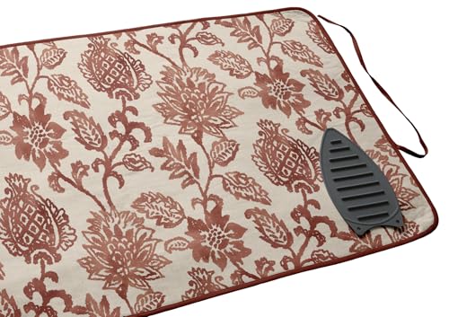 Cotton Magnetic Ironing Mat - Washable Fabric, Fiber Pad & Iron Rest - Foldable, Lightweight Ironing Surface for Tabletop, Washer, or Dryer - Fruit & Floral - color: D09-brown