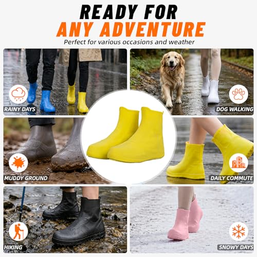 Waterproof Shoe Covers, Reusable Silicone Rain Shoe Covers, Yellow, M - color: Yellow, size: M