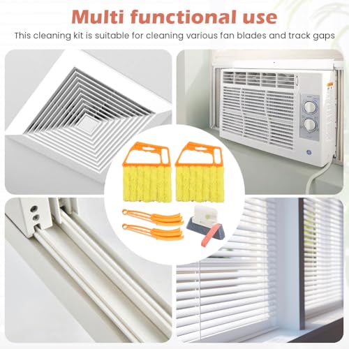 5Pcs Window Blind Cleaning Set, Washable 7 Fingers Duster Brush