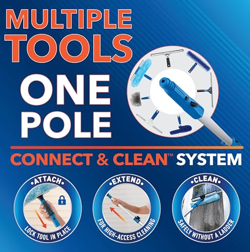 Unger Professional Connect & Clean 18" Window Scrubber Washer for Glass Cleaning and 18” Window and Glass Cleaning Squeegee with EZ Change, Swiveling Head for Corners and Edges