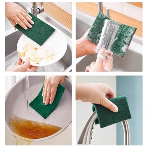 Heavy Duty Scrubbing Pads for Cleaning 6 x 4 x 0.31inch Dish Scrubber Pads Reusable Household Green Scrubbing Pads,Scotch Brite Pads, for Dishes, Kitchen Scrubbers & Metal Grills (10Pcs) - size: 10pcs