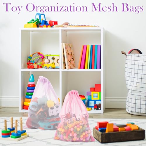 Frienda 6 Pack Mesh Drawstring Bags 11x15 Inch for Toys,Gradient Purple - color: Gradient Purple