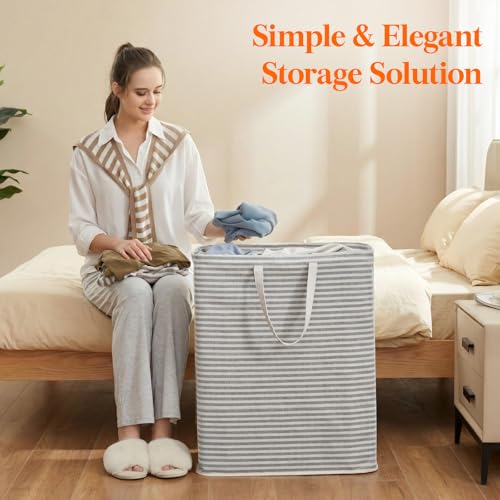 Lifewit 125L Large Collapsible Laundry Basket with Extended Handles, Grey - color: Grey, size: 125L