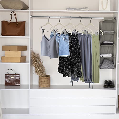 Quality Plastic 20-Pack Non Velvet Non-Flocked Thin Compact Coat Hangers with Metal Clips for Skirts Pants Blouses 360° Swivel Hook (Ivory, 20) - color: Ivory