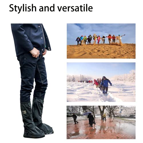 Waterproof Rain Boot Shoe Cover with Reflector Reusable & Foldable - color: Black, size: Medium