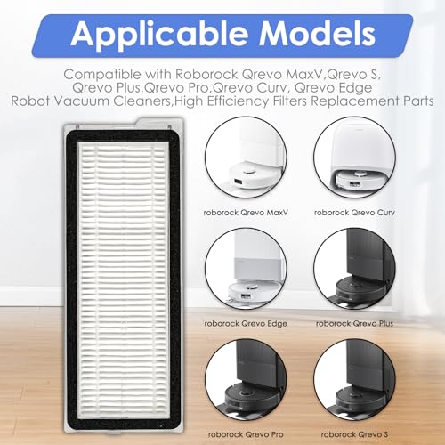 (4 Pack) QV 35A, QV 35S, Qrevo S Replacement HEPA Filter for Roborock Qrevo MaxV, Qrevo Plus, Qrevo Pro, Qrevo Curv, Qrevo Edge Robot Vacuum, Filters Accessories Kit (NOT FOR Q Revo) - color: Qrevo S filter (4 Pieces)