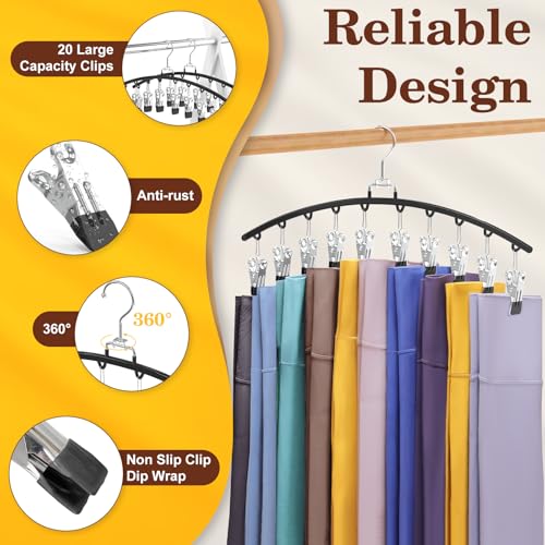 2 Pack Legging Organizer for Closet 360° Swivel, Metal Gym Clothes Organizer w/20 Clips Holds 20 Leggings, Hangers Space Saving, Closet Organizers and Storage, Dorm Room Organization Essentials, Black - color: Black, size: 2 Pack