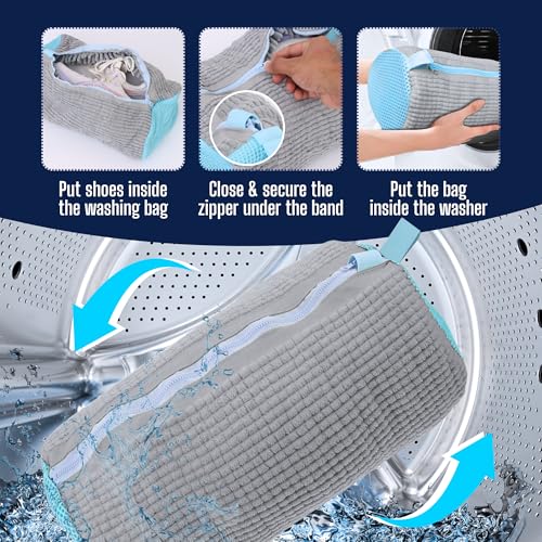 Shoe Washing Machine Bag, Laundry Shoe Bag for Washing Machine, Reusable Washing Bags for Washer and Dryer, 2 Pack Grey Shoe Washing Bag for Sneakers, Trainers & Tennis Shoes - color: Grey