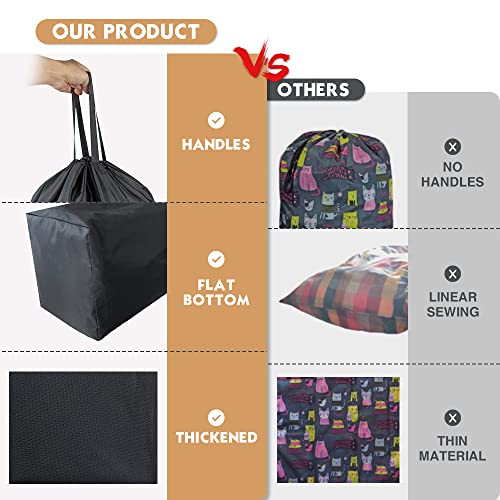 Washable Travel Laundry Bag with Handles and Drawstring, Heavy Duty Large Enough to Hold 3 Loads of Laundry, Fit a Laundry Basket or Clothes Hamper, 27.5x34.5 in,Grey and Black - color: Grey and Black (1 Pack)