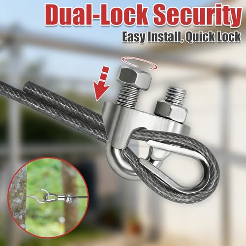 NAZOU 3/16 Inch Coated Steel Wire Rope, Hanging String Lights, Clotheslines - color: Gray, size: 100FT