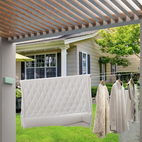Retractable Clothesline Indoor, Non-Sagging Clothes line retracting Outdoor, Heavy Duty Wall Mounted Laundry Line Adjustable Stainless Steel for Laundryroom, Bathroom, 15.8 Feets Double Lines Green - style: Green