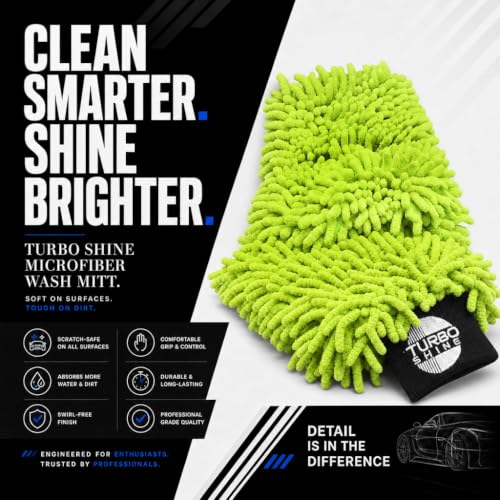 Microfiber Car Wash Mitt, Chenille Noodle Glove for Cars, Trucks, RVs, and Boats, Scratch-Free, Machine Washable, Reusable (1, Lime Green) - color: Lime Green