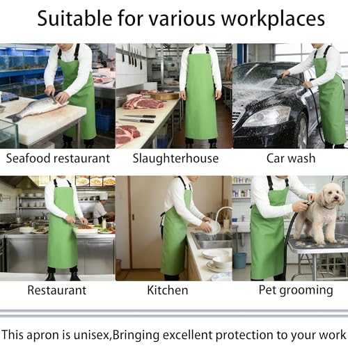 Heavy Duty Waterproof Apron,PVC, Adjustable Cross Strap,Chemical Resistant, for Butchering, Dishwashing, Food Factory - color: Green