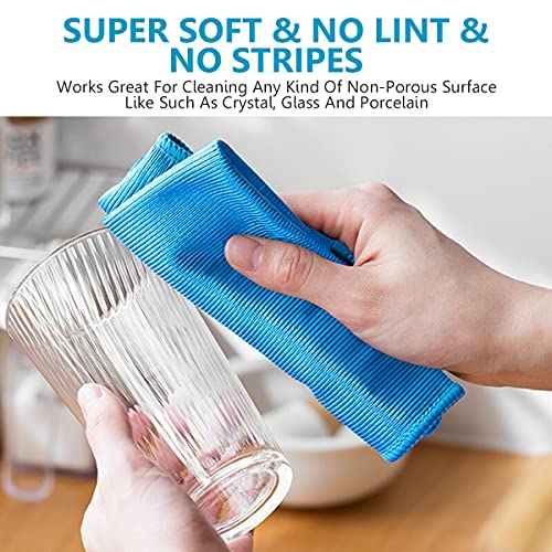12 Pcs Microfiber Glass and Window Cleaning Cloths,12" x 12" Lint Free Streakless Buff Polishing Cloth,Quickly Clean Windows, Windshields, Mirrors, and Shower Glass Doors,Washable and Reusable - color: Blue Glass Cloths-12pcs