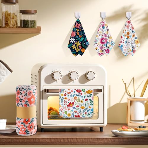 IANFEPH 36 Pack Reusable Paper Towels Roll, Washable Paperless Cotton Cloth Kitchen Towel 9.8" x 11" Absorbent Flannel Reusable Cleaning Dishcloth for Home Bathroom - color: Floral