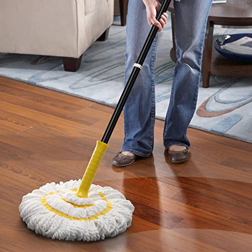 Self-Wringing Twist Mop, Microfiber Mop for Floor Cleaning, 57" Long Handle - color: Yellow Twist Mop