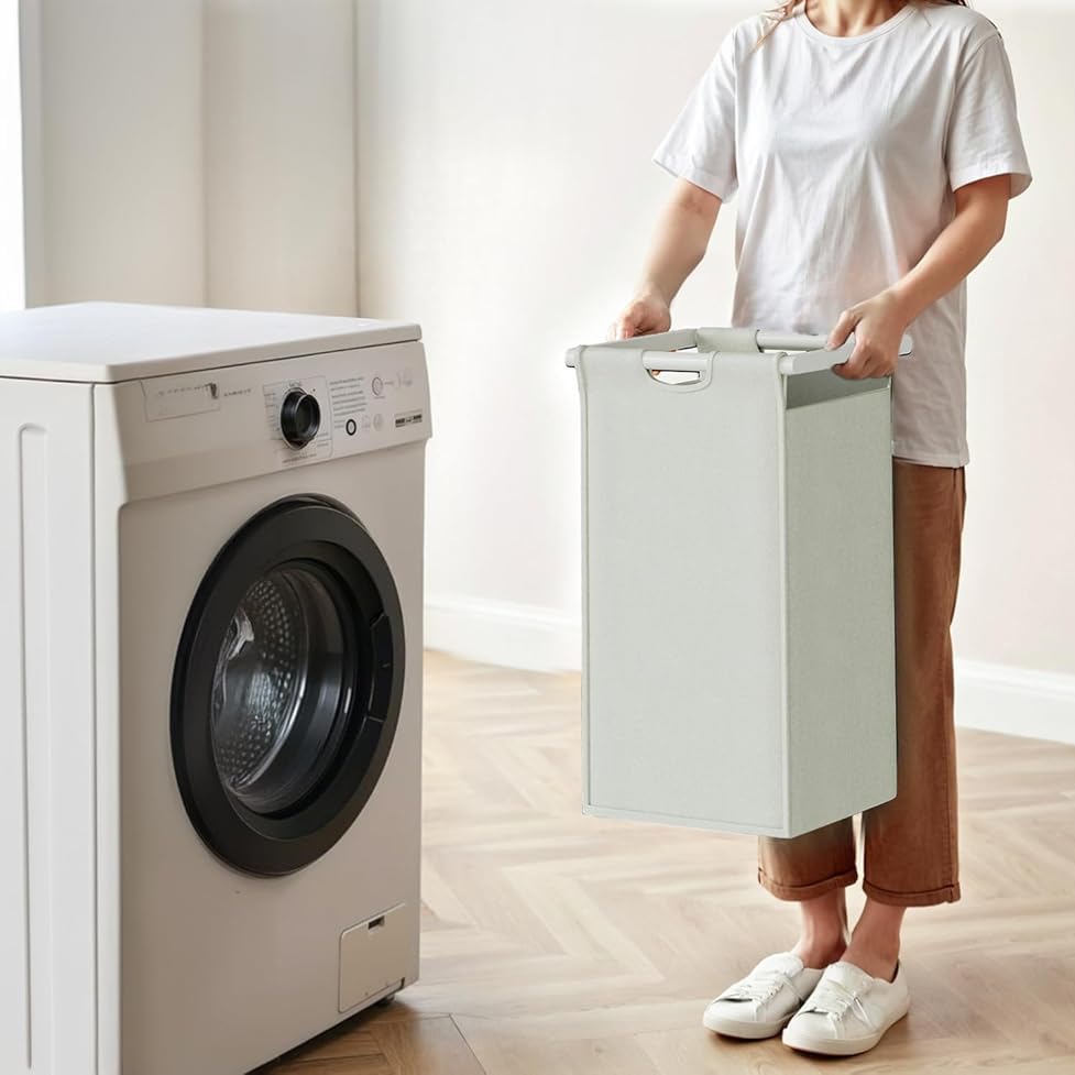 Herture Laundry Hampers with Shelf, Laundry Basket 3 Section, 3 x 15.87 Gal - color: White, size: 3 Bags-180 L