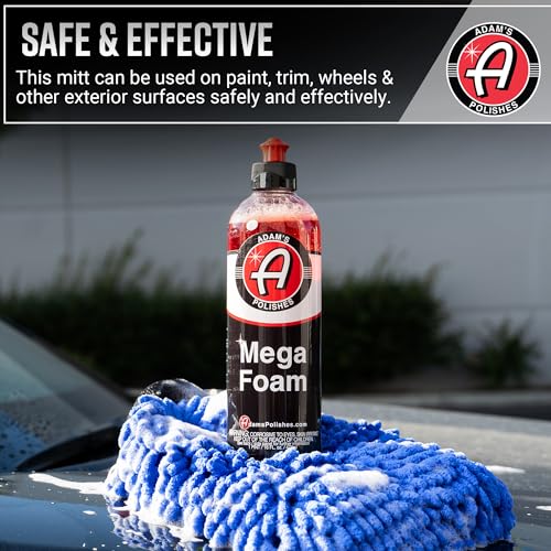 Adam's Chenille Car Wash Mitt - Premium Soft Microfiber Washing Glove for Car Cleaning & Detailing, Safe, Scratch-Free for Auto, Truck, RV, Motorcycle & More (Blue, 2pk) - size: 2pk