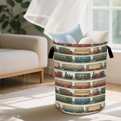 Train Laundry Basket Waterproof Laundry Hamper Foldable Laundry Bag with Handles for Bedroom, Bathroom, Office, Clothes Storage - color: Train