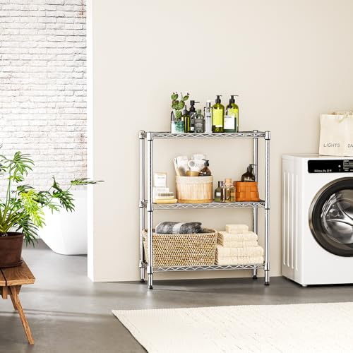 IZEUK 3-Tier Heavy Duty Steel Storage Shelves, Metal Shelf Wire Shelving Rack for Pantry, Kitchen, Home or Office Organization (29.5" W x 13.8" D x 35.5" H, 750LBS, Chrome) - color: Chrome, size: 3 Tier, 13.8" D x 29.5" W x 35.5" H