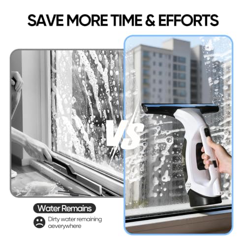 Window Vacuum Squeegee Cordless, Window Vacuum Cleaner with 2000Pa Streak-Free Suction, 30–40" Extension Pole, 11-Inch Cleaner Tool for High Windows, Shower Glass, Tiles & Mirrors - color: White Black