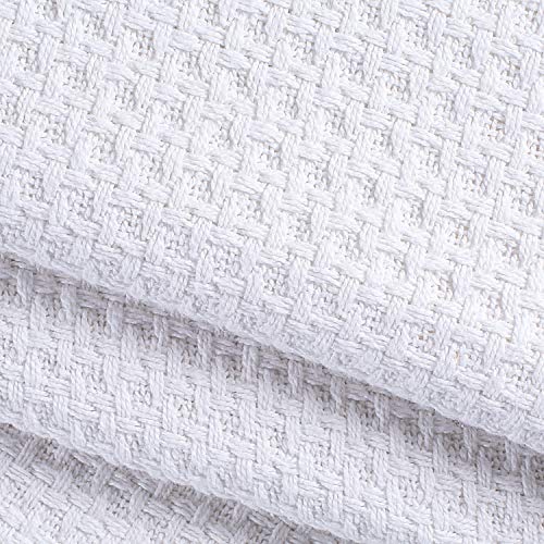 Elvana Home 100% Cotton Bed Blanket, Breathable Bed Blanket Twin Size, Cotton Thermal Blankets Twin, Perfect for Layering Any Bed for All Season, White - color: White, size: Twin (60 in x 90 in)