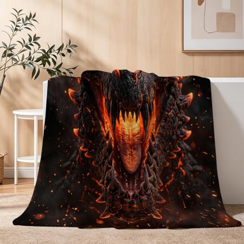 Lava Fire Dragon Blanket, Soft Flannel Fleece Throw 40" x 50" - color: Lava Fire Dragon, size: 40"x50"
