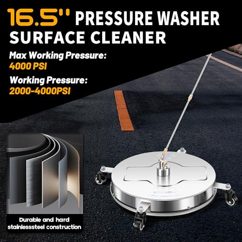 LidoDola 16.5'' Pressure Washer Surface Cleaner, Power Washer Accessory - size: 16.5 INCH SILVER