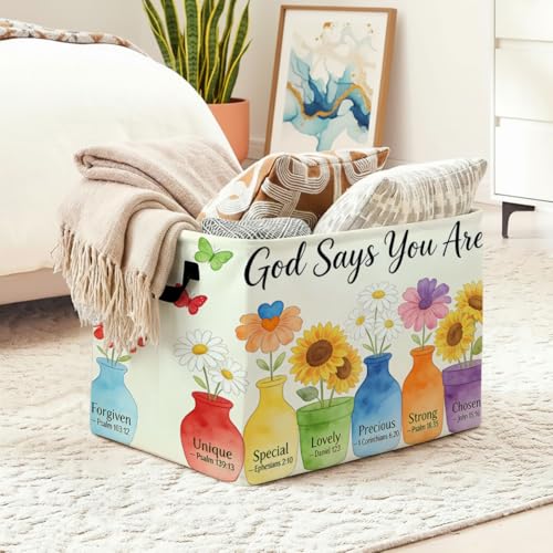 Christian Foldable Laundry Basket Hamper with Handles, 56L Large Capacity Toy Storage Organizer, Collapsible Clothes Hamper for Home Decor and Bedroom Organization. - color: Christian